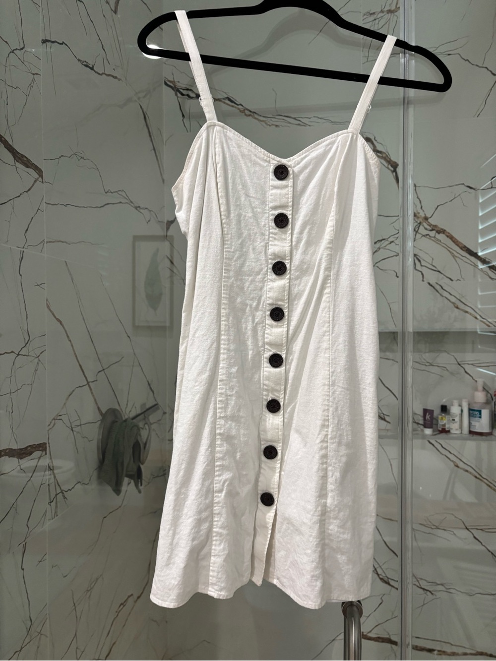 Express White Button-Front Mini Sundress